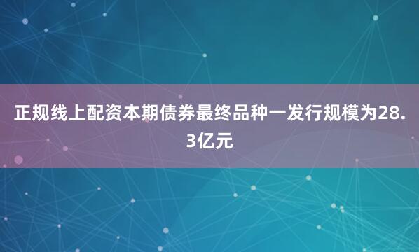 正规线上配资本期债券最终品种一发行规模为28.3亿元